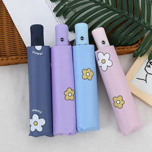 Flower pattern sunshade, UV resistant thickened fabric folding umbrella