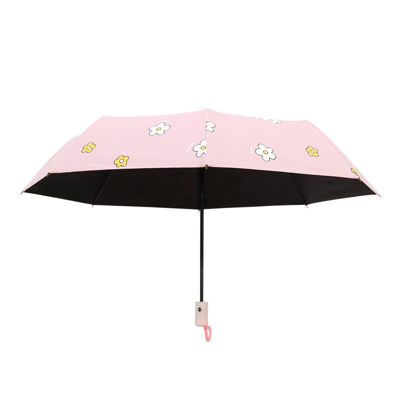 Flower pattern sunshade, UV resistant thickened fabric folding umbrella