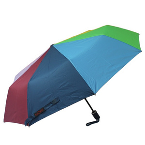 Wholesale 23inch 9ribs  fully automatic three foldable umbrella  high quality  rainbow foldable umbrella