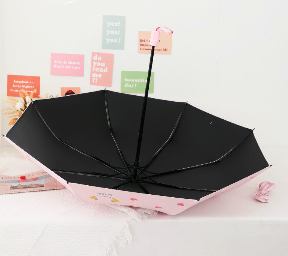 8K cartoon pattern printing, UV resistant processing, women's folding umbrella for both sunny and rainy use