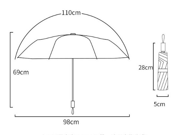 8K cartoon pattern printing, UV resistant processing, women's folding umbrella for both sunny and rainy use