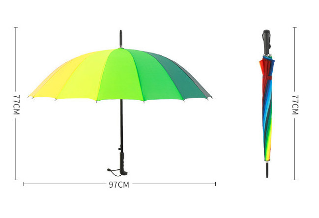 16K fiber wind resistant umbrella bone rainbow color can be customized for advertising long umbrellas