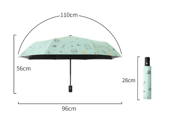 8K automatic UV resistant cartoon pattern printing, rain and shine dual purpose folding umbrella