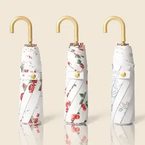 8K floral umbrella surface color glue processing women's high-end folding umbrella