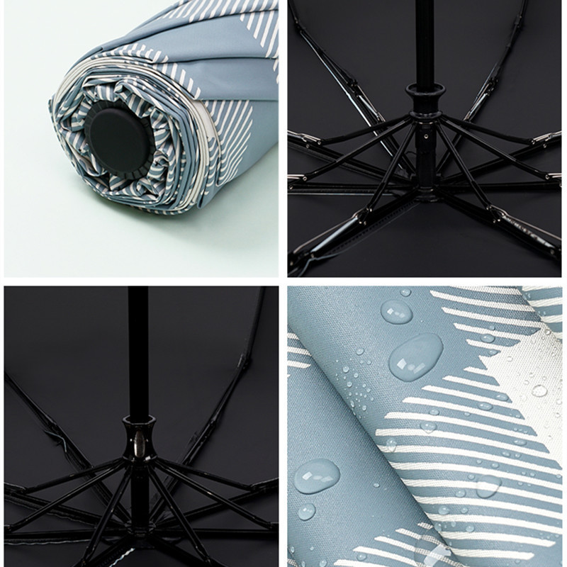 8K fully automatic minimalist checkered pattern for sunny and rainy collar with retro folding umbrella