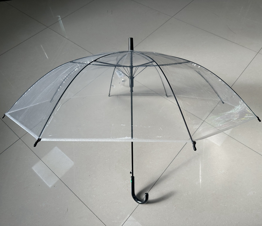 2023 hot sale see through transparent POE plastic clear wholesale cheap umbrella for adults clear umbrella