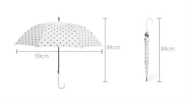 8K simple style curved handle check black gum sunscreen straight bone umbrella