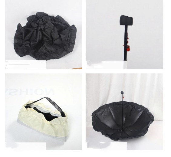 8K Vintage Lace Lace Lace Black Glue Sun Rain Dual Use Manual Folding Umbrella