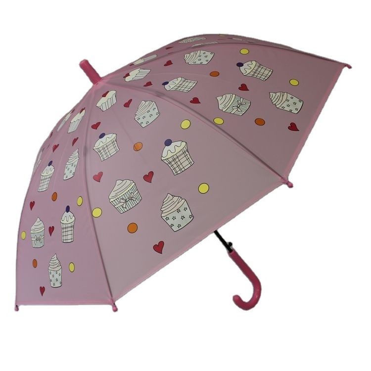 Straight Auto Open Children Umbrella  Fun Cartoon Printing Kids Umbrella Fantastic Colour Changing  Umbrella