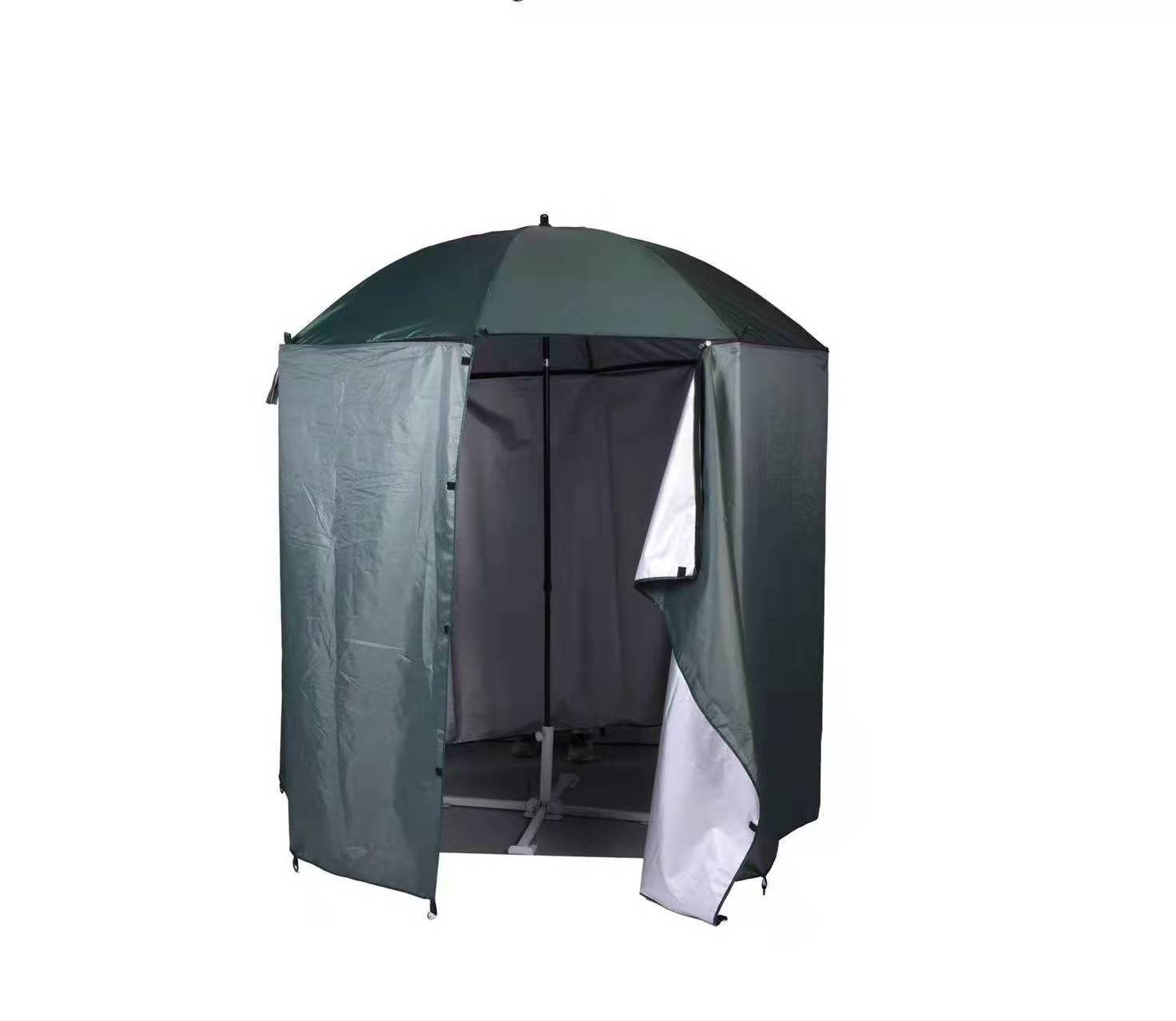 Green Camo Umbrella Brolly With Zip on Sides Coarse Carp Fishing Shelter