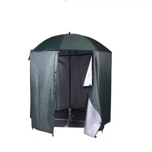 Green Camo Umbrella Brolly With Zip on Sides Coarse Carp Fishing Shelter