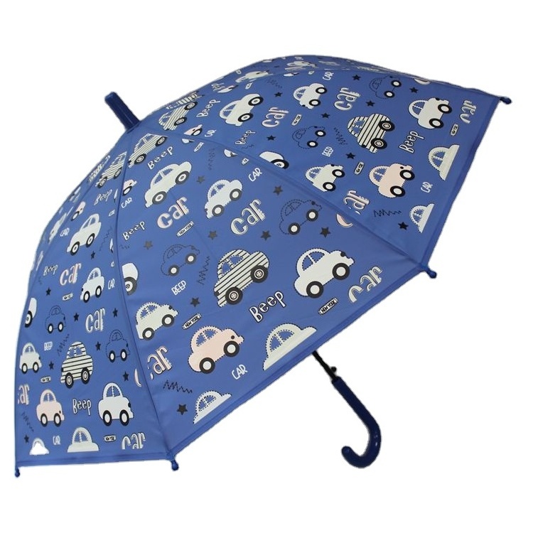 Straight Auto Open Children Umbrella  Fun Cartoon Printing Kids Umbrella Fantastic Colour Changing  Umbrella