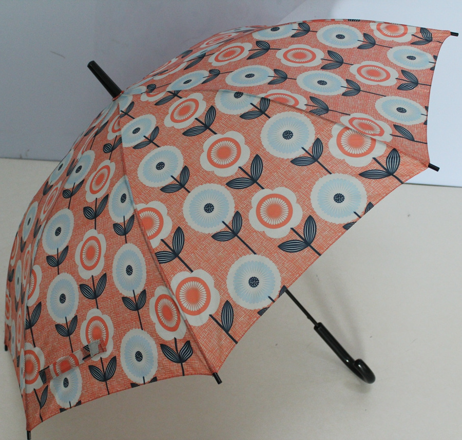 23inch straight auto open  umbrella  custom design  full heat transfer printing umbrella high quality fiberglass ribs umbrella