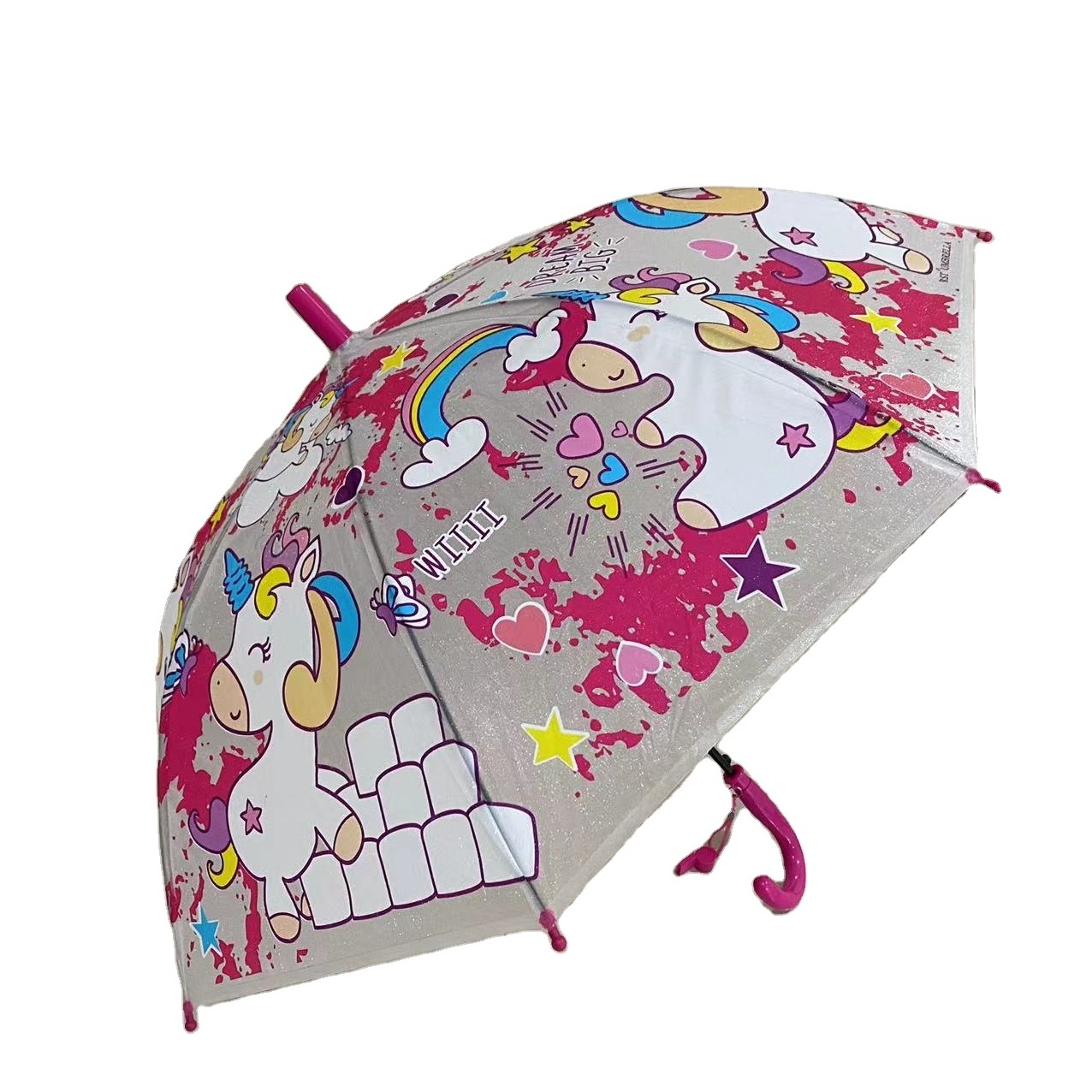 Wholesale Customized Cute Cartoon Printing Kids Umbrella Semi-Auto  Open Children Straight Umbrella