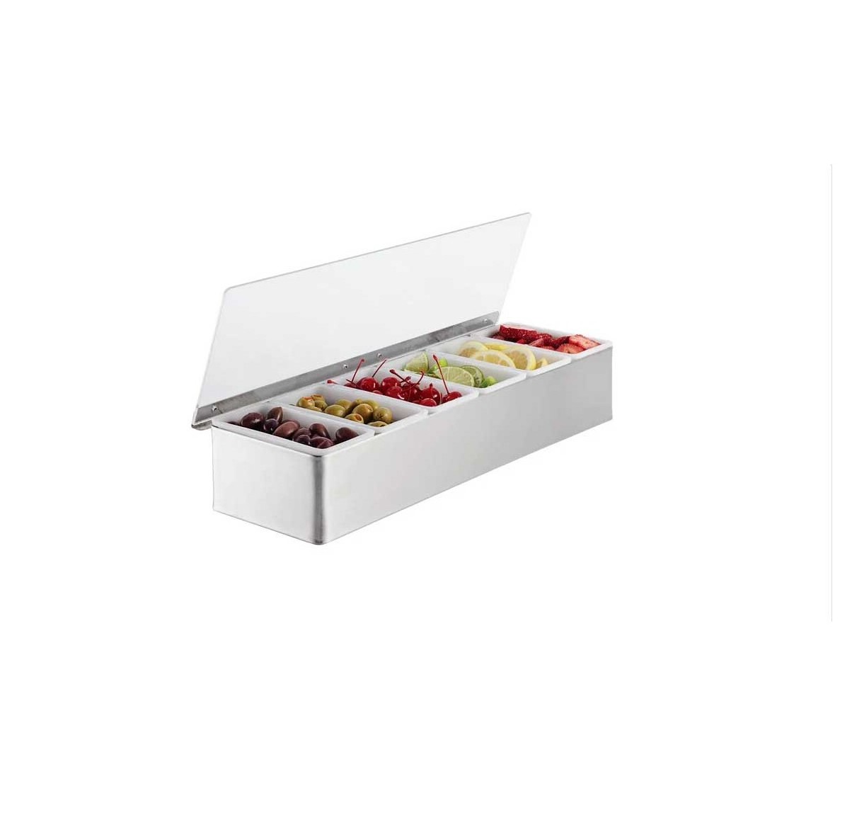 Hot sale Cheap Price Bar Kitchen 3-6 Compartment Stainless Steel Condiment Holder Serving Caddy Seasoning Box