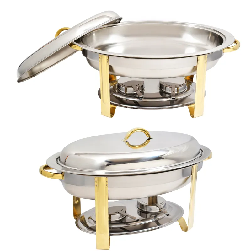 Great Design Round Shape Chafing Dish Used For Hotel And Restaurant With Gold Finished