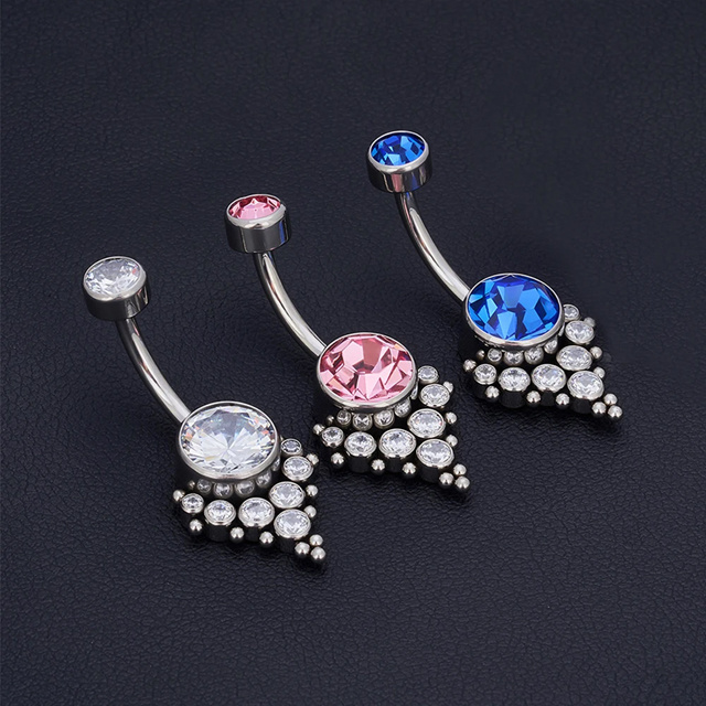 G23Titanium 14G 8/10/12/14mm Surgical Titanium Belly Button Rings Zircon Navel Bar Body Piercing Jewelry Nombril Ombligo Barbell