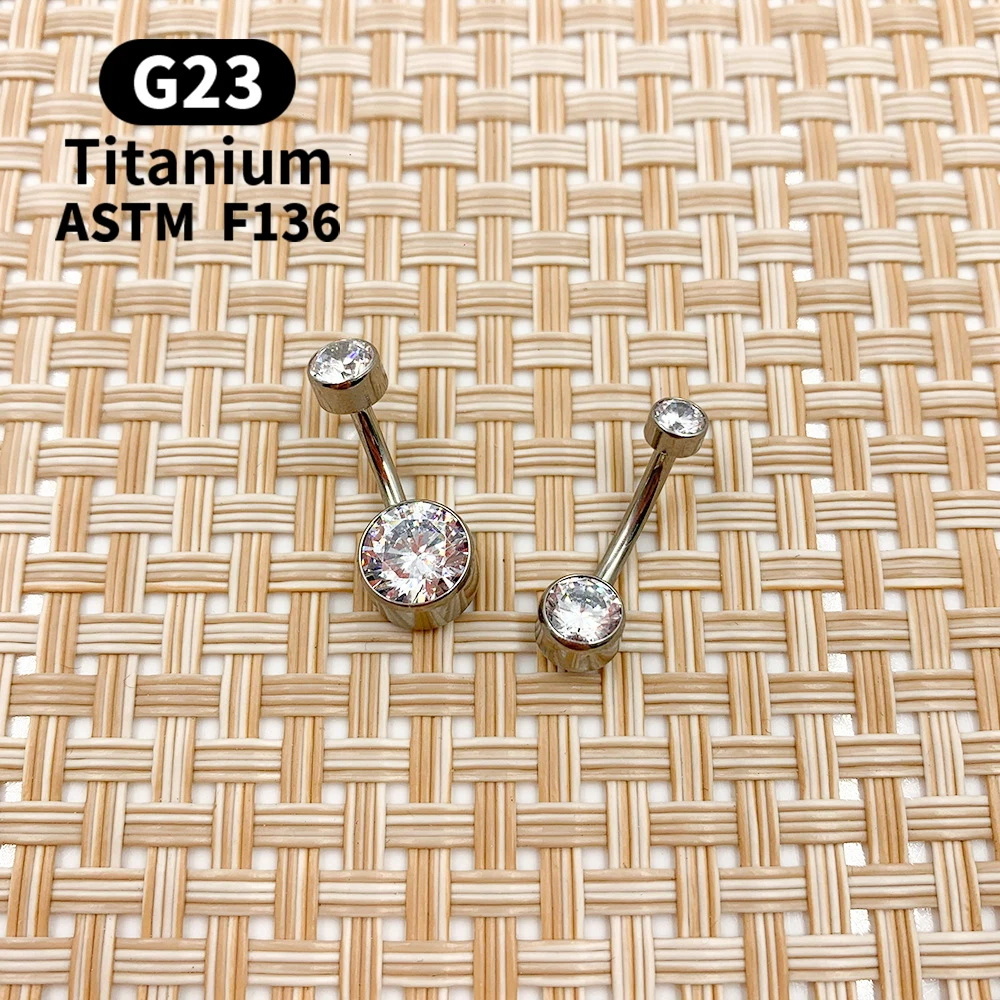 G23 Titanium Cubic Zirconia Belly Button Rings Body Piercing Jewellery Belly Barbell 14G Navel Piercing Ring Jewelry for Women