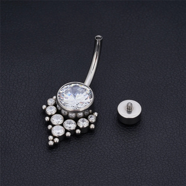 G23Titanium 14G 8/10/12/14mm Surgical Titanium Belly Button Rings Zircon Navel Bar Body Piercing Jewelry Nombril Ombligo Barbell