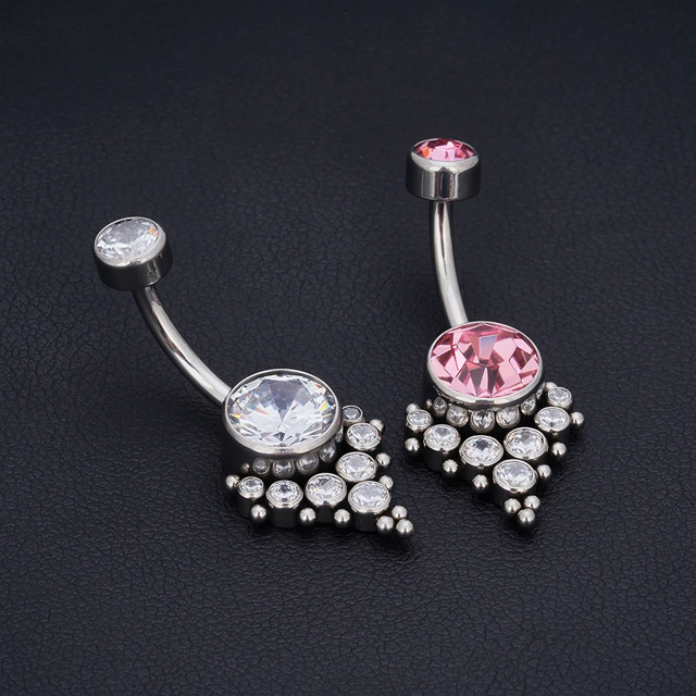 G23Titanium 14G 8/10/12/14mm Surgical Titanium Belly Button Rings Zircon Navel Bar Body Piercing Jewelry Nombril Ombligo Barbell