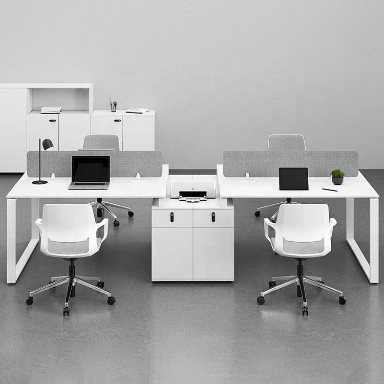 Modern Modular White Office Furniture Desk Work Station 2 4 6 8 Person Seater Office Workstation Desk Table For Staff