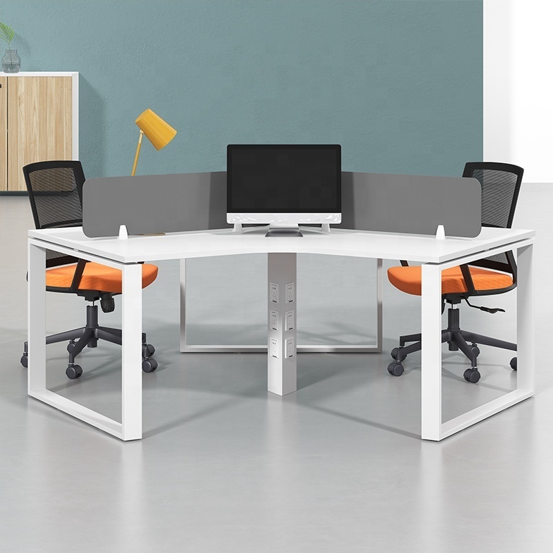 Modern Special Design 120 Degree Modular Metal Frame Office Cluster Desk 6 Person Workstation