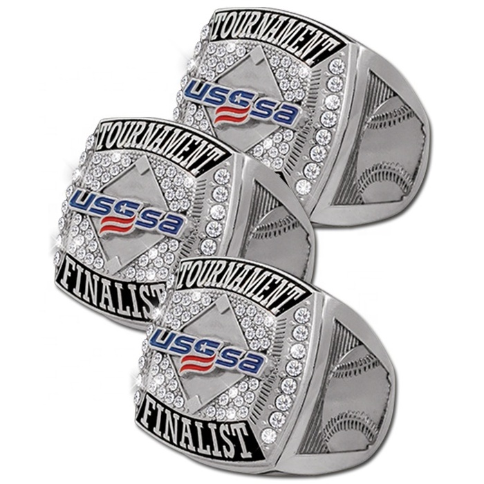 Tournament Champions Finalist Cheap Custom Your Own Logo Texas Sports USSSA Softball Ring Youth baseball Championship Rings