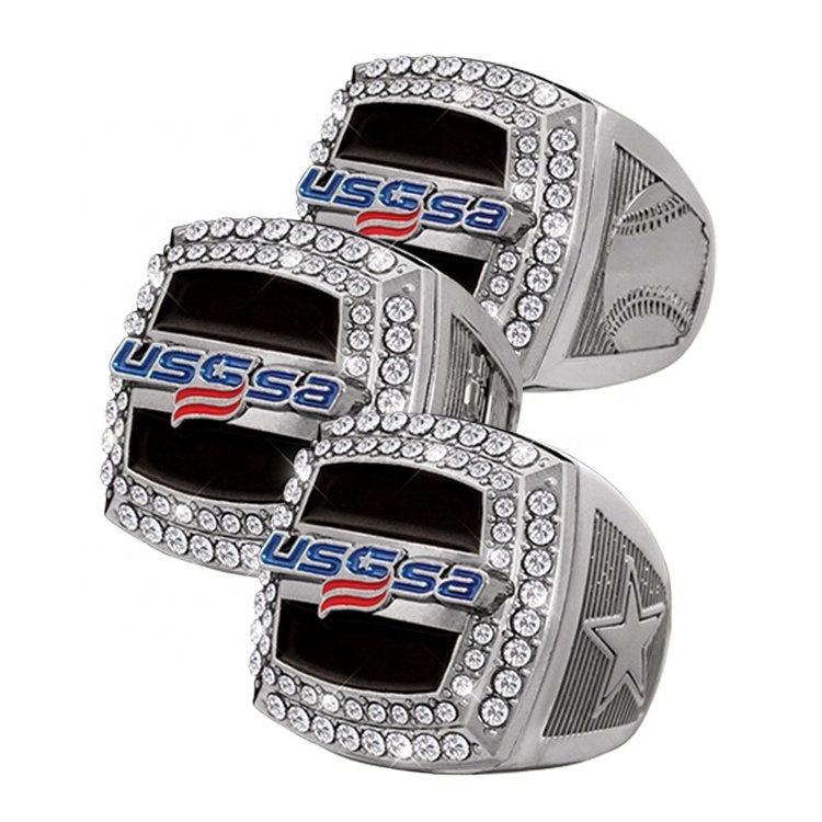 Tournament Champions Finalist Cheap Custom Your Own Logo Texas Sports USSSA Softball Ring Youth baseball Championship Rings