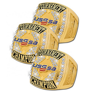 Tournament Champions Finalist Cheap Custom Your Own Logo Texas Sports USSSA Softball Ring Youth baseball Championship Rings