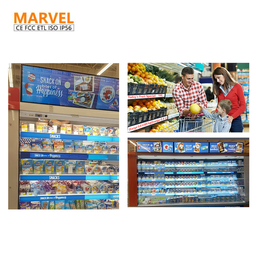 MWE Custom High-Definition High-Brightness Remote Control Supermarket Restaurant Stretched Shelf Bar Type Lcd Display Screen