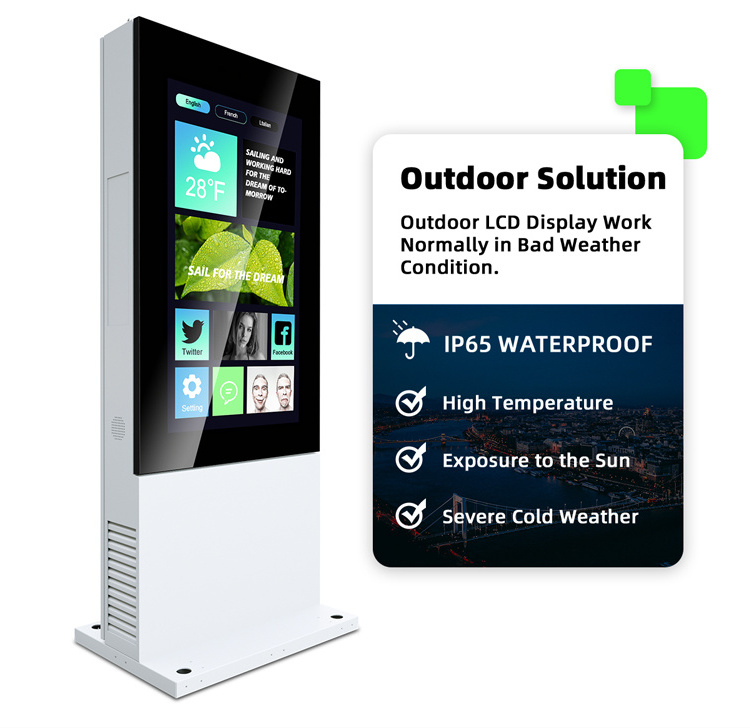 Project Custom Design Outdoor Lcd 55 Inch Custom Digital Signage Ip 65 Totem Kiosk Waterproof Touch Screen Display Advertise