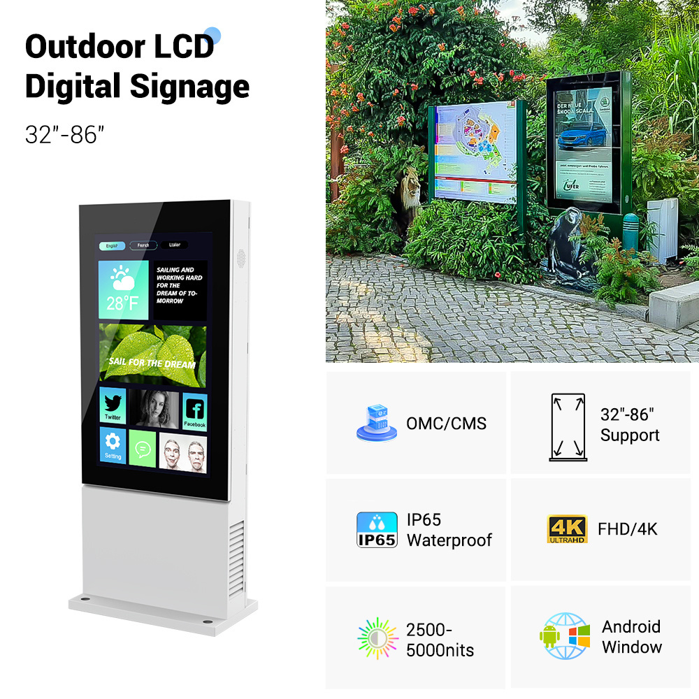 Project Custom Design Outdoor Lcd 55 Inch Custom Digital Signage Ip 65 Totem Kiosk Waterproof Touch Screen Display Advertise