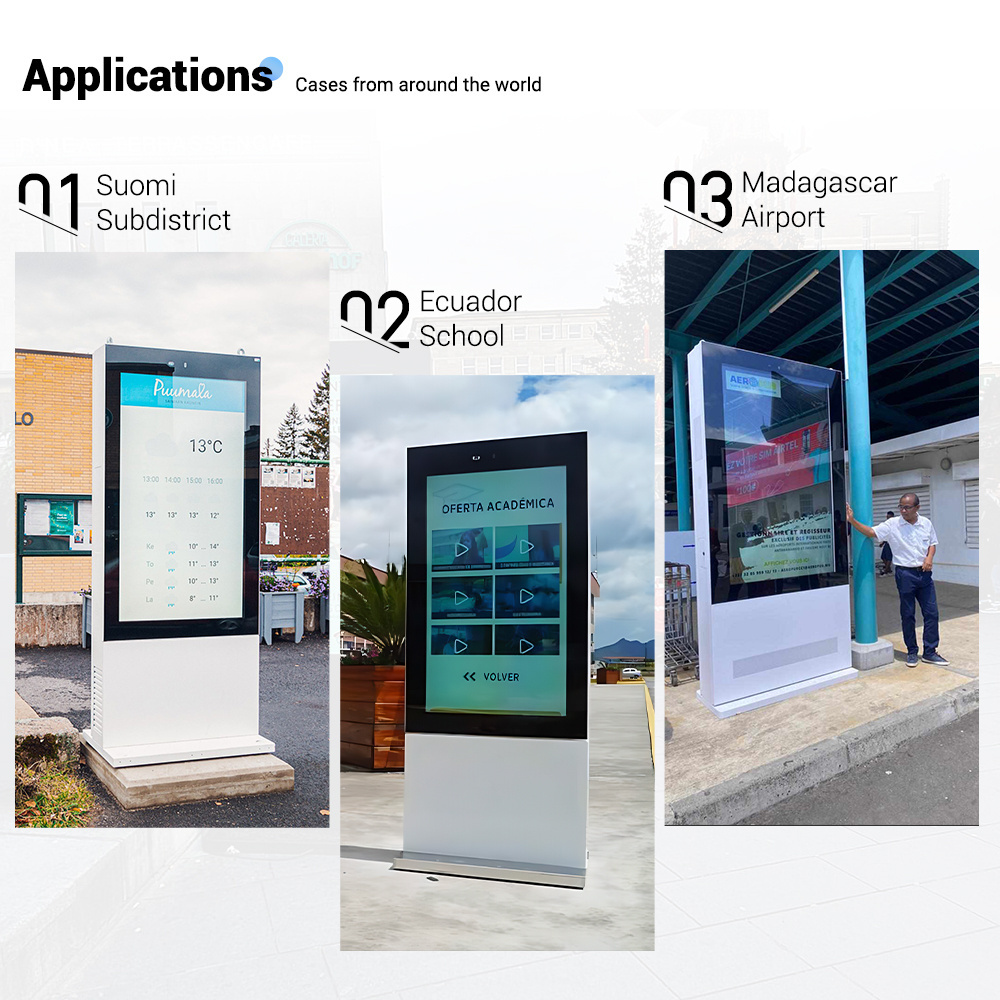 Project Custom Design Outdoor Lcd 55 Inch Custom Digital Signage Ip 65 Totem Kiosk Waterproof Touch Screen Display Advertise