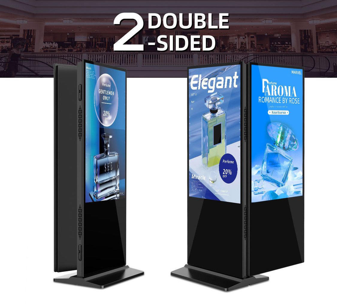 High Brightness 4K Resolution Double Sided LCD Display New Design Restaurant Shop Interior Fast Delivery Digital Signage