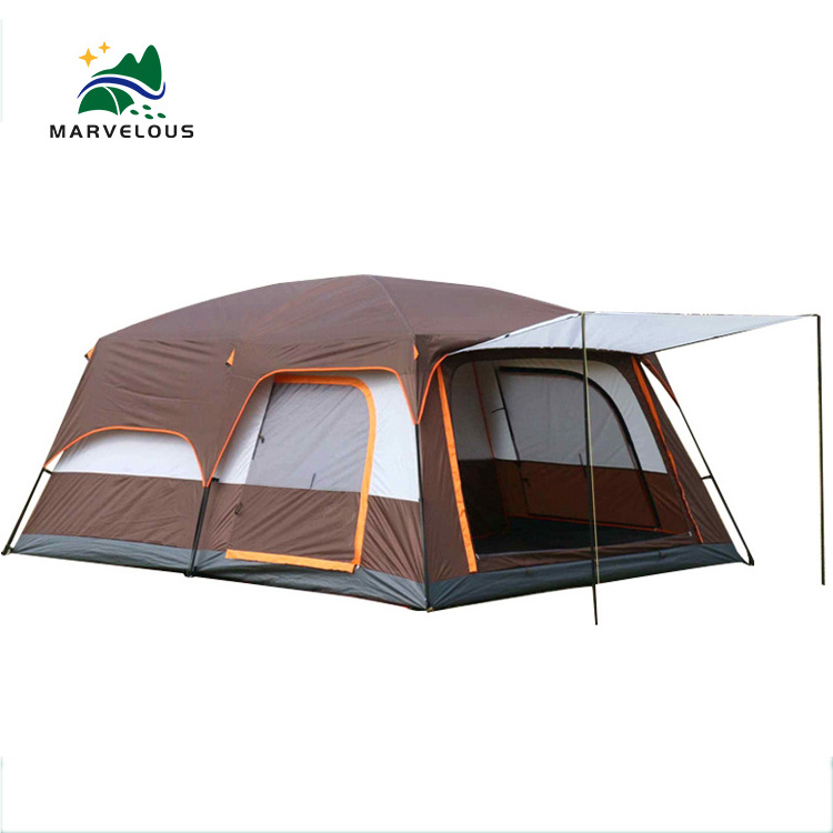 Outdoor Portable Oxford Two Bedrooms One living Room Well-ventilated Summer Luxury Family Camping Tent