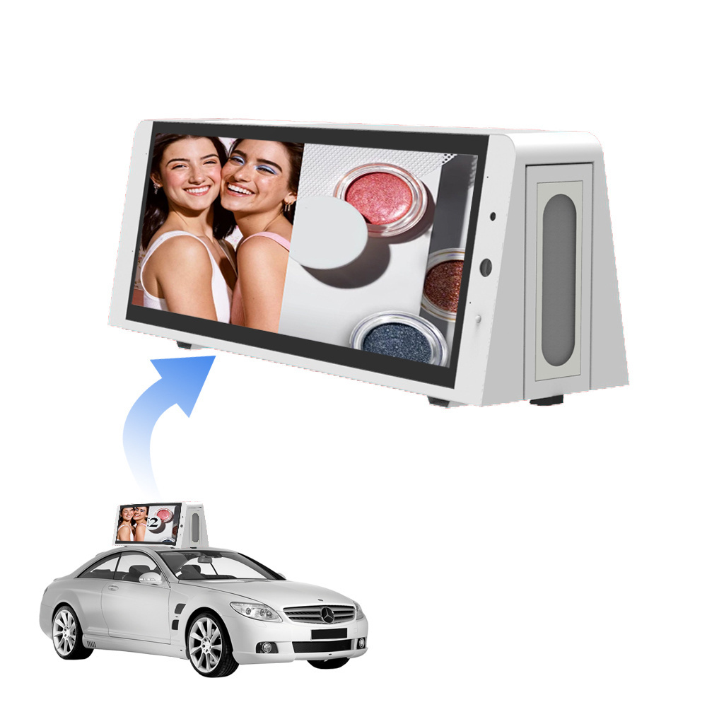 Pantalla publicitaria para exteriores car roof advertising signs double side taxi top lcd display