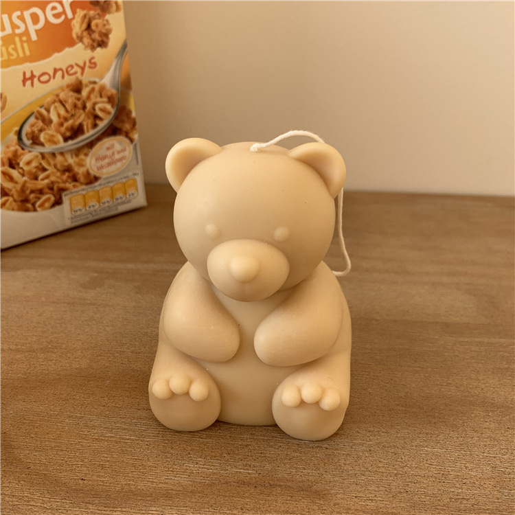 2021 new design 3D cute teddy bear shape scented soy wax candles