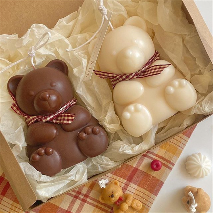 2021 new design 3D cute teddy bear shape scented soy wax candles