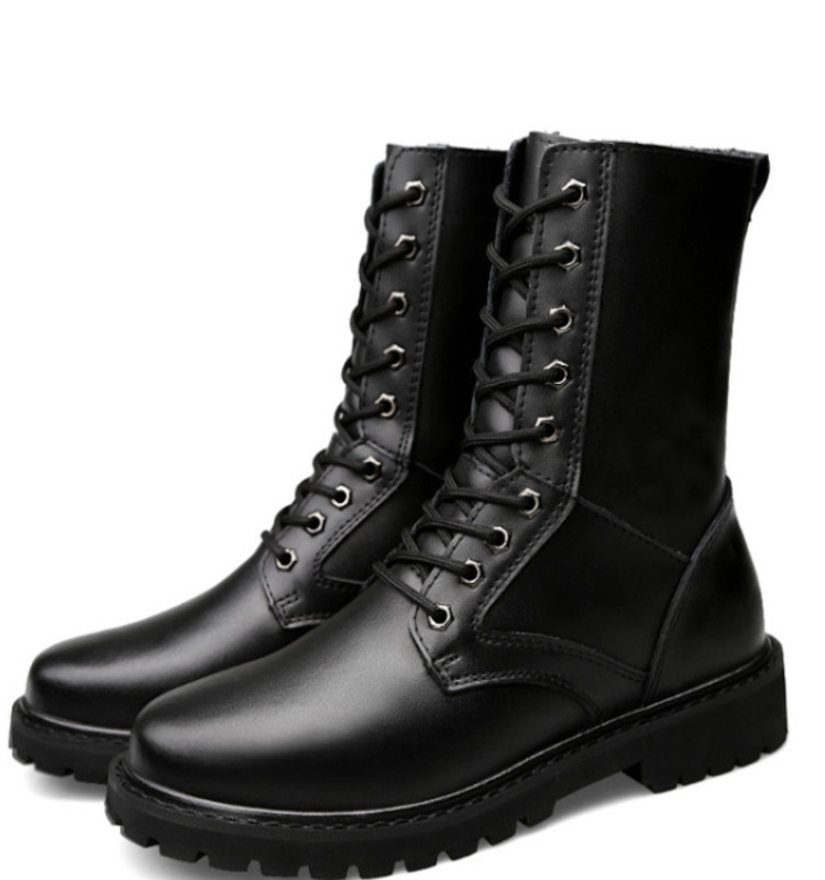 Dropshipping Custom Logo Winter Men's Motorcycle Boots Plus Size Mid-calf Martin Boots for Men