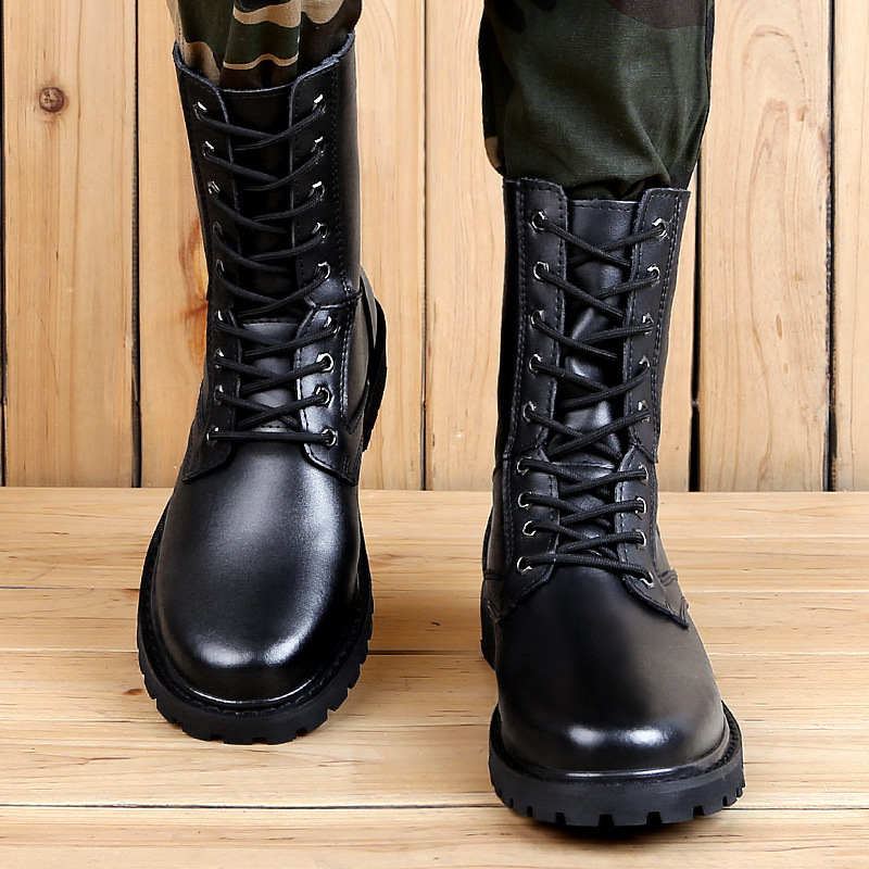 Dropshipping Custom Logo Winter Men's Motorcycle Boots Plus Size Mid-calf Martin Boots for Men