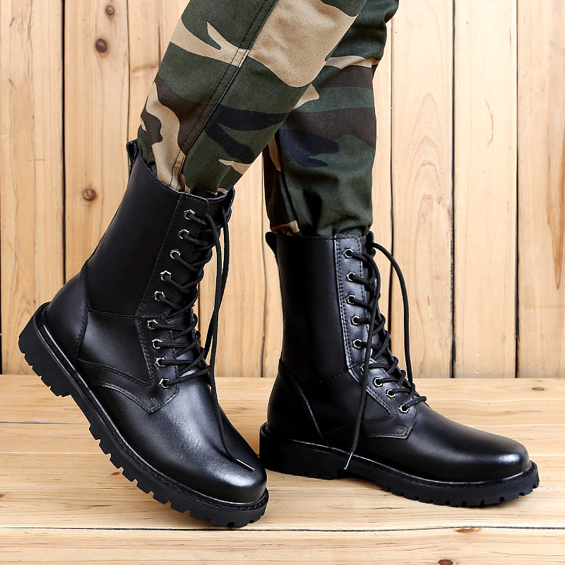 Dropshipping Custom Logo Winter Men's Motorcycle Boots Plus Size Mid-calf Martin Boots for Men