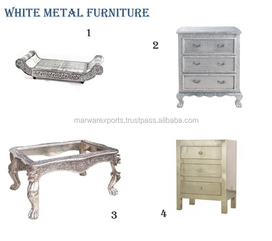 white metal furniture