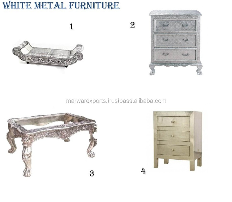 white metal furniture