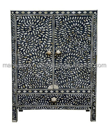 Modern Bone Inlay Chest of Drawers Living Room Cabinet with Vintage Touch