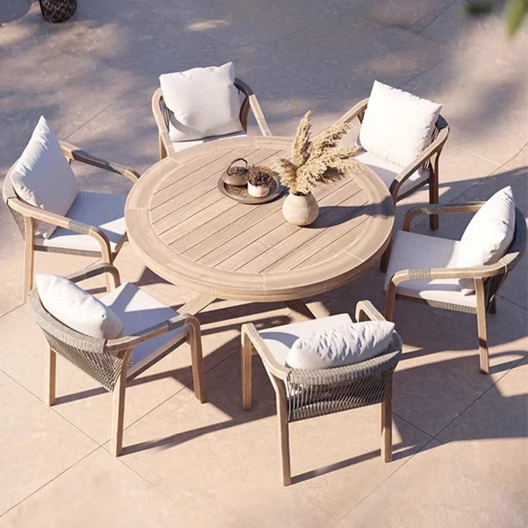 Luxury Wholesale Factory Patio Leisure Garden Teakwood Furniture Outdoor Dinning Table and Chair Set