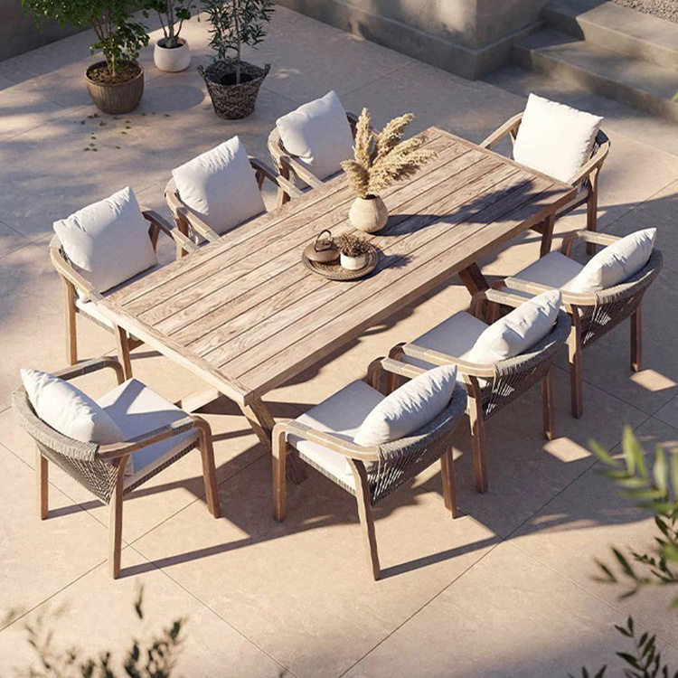 Luxury Wholesale Factory Patio Leisure Garden Teakwood Furniture Outdoor Dinning Table and Chair Set