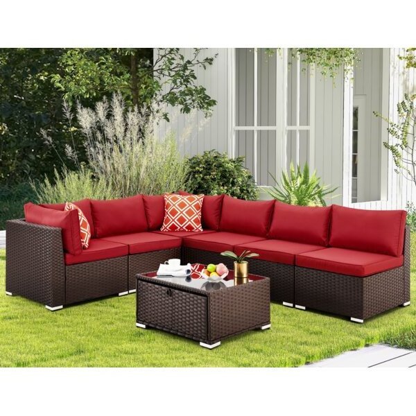 Patio Garden Furniture  Rattan Wicker Sectional Couches Outdoor Sofa Sets