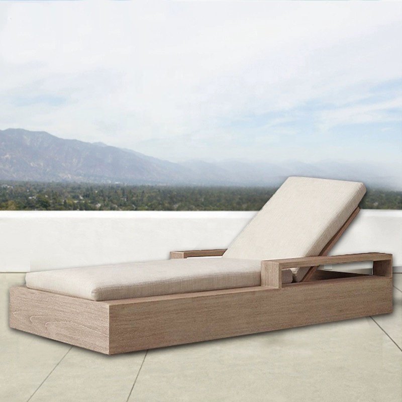 Outdoor Patio Chaise Luxury Poolside Furniture Classic Lounge Wood European Beach Sunbed