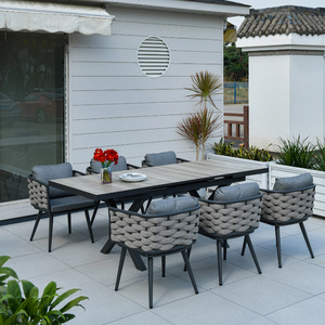 Extension Dining Table  Furniture Sets Aluminium Frame Ceramic Top Extendable Top with Chairs Set Outdoor Table