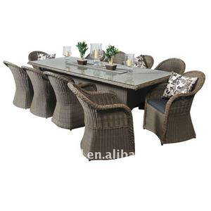 Patio Furniture Outdoor Combination Garden Rattan Chair Patio Dinner Table Modern Waving Dinning Set